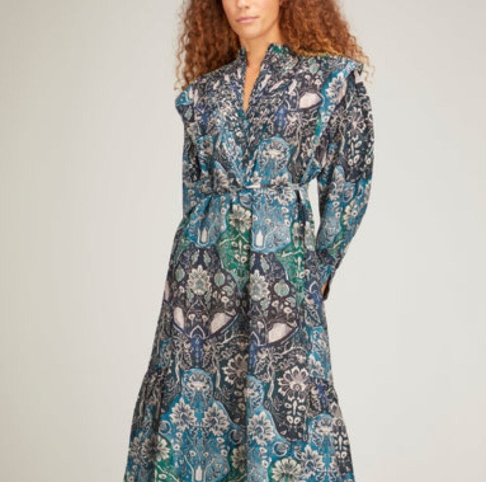 NWT Maria Cher Lugo Franca Maxi Dress Silk‎ Cotton M Boho Maximalist Modest